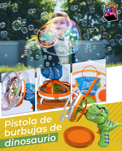 DINOBURBUJAS / PISTOLA ELÉCTRICA DE BURBUJAS + 🎁 ( 1 KIT DE 4 LIBROS MÁGICO) + 10 LAPICEROS MÁGICOS