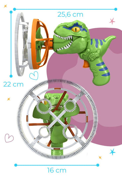 DINOBURBUJAS / PISTOLA ELÉCTRICA DE BURBUJAS + 🎁 ( 1 KIT DE 4 LIBROS MÁGICO) + 10 LAPICEROS MÁGICOS