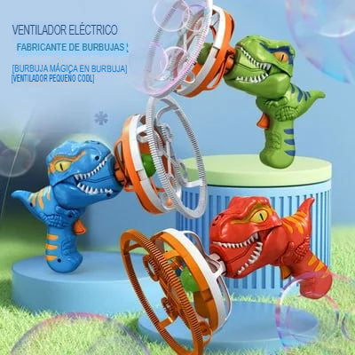 DINOBURBUJAS / PISTOLA ELÉCTRICA DE BURBUJAS + 🎁 ( 1 KIT DE 4 LIBROS MÁGICO) + 10 LAPICEROS MÁGICOS