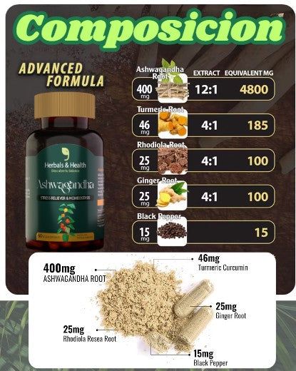 ASHWAGANDHA - 2 x 129  REDUCE EL ESTRÉS - MEJORA EL SUEÑO - REDUCE EL CORTISOL