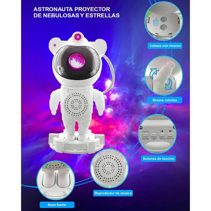 Astronauta Proyector De Galaxia Multifuncional con parlante Bluetooth